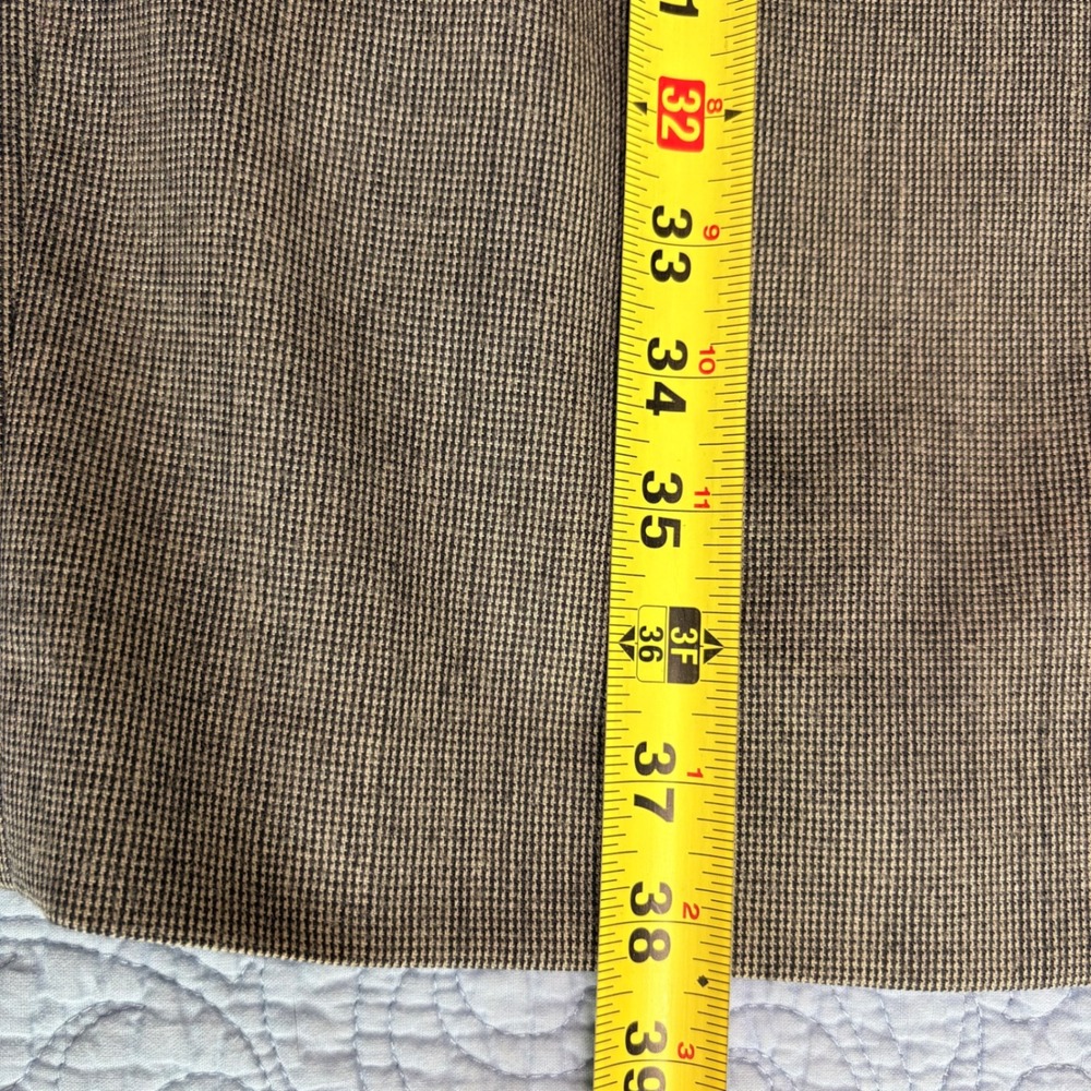 Valerie Stevens Pure Wool Maxi Skirt Gray Brown Micro Check Size 12 - Picture 8 of 10